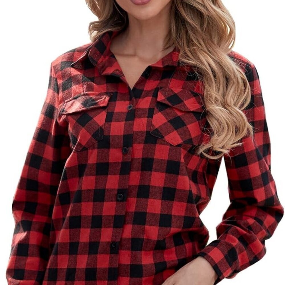 Boyfriend Button Down Plaid Flannel Shirt